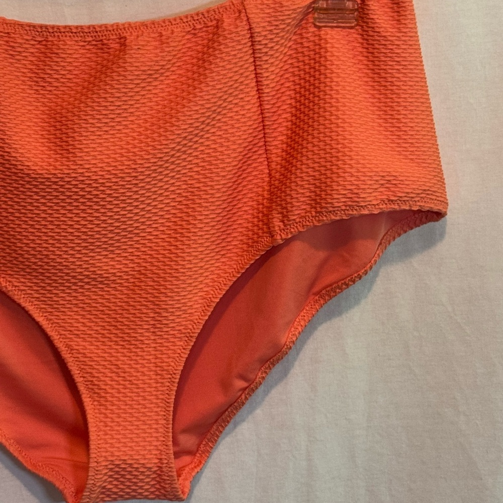 AA-37 Aerie NWT High Waisted Full Coverage Orange Lined‎ Summer Bikini Bottoms - Picture 3 of 11